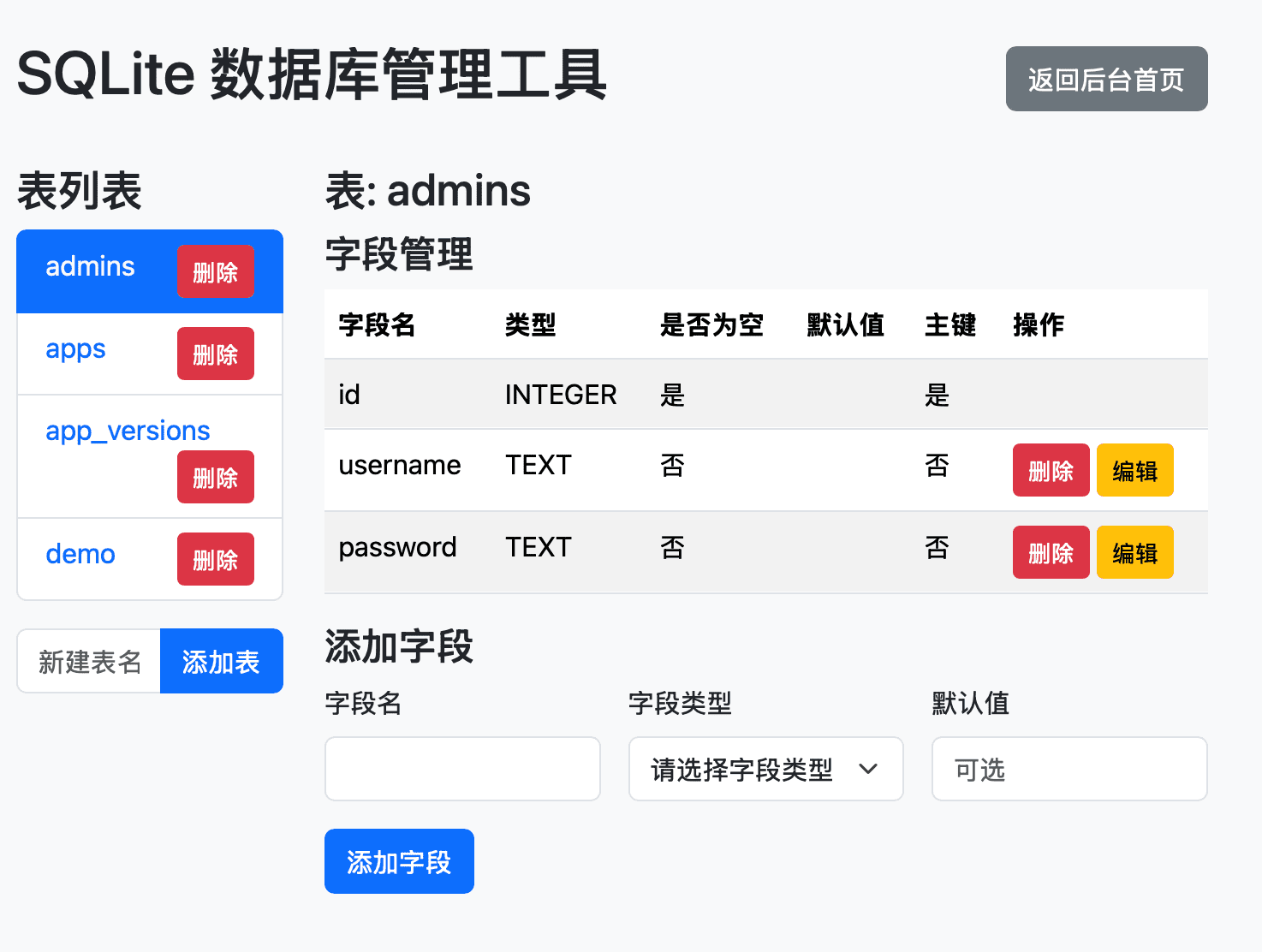 字段列表