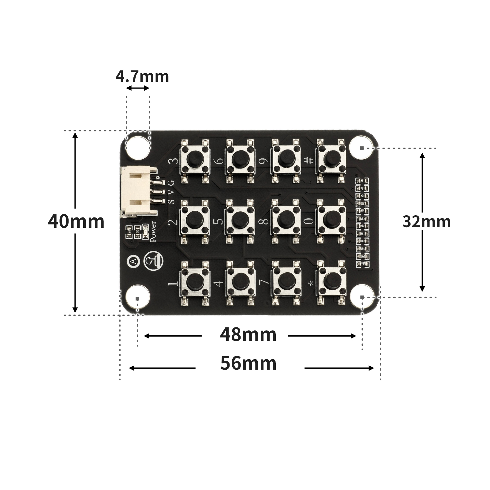 HS-KEY12A-L 12键矩阵键盘